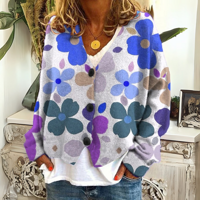 Aurore — Blumen-Cardigan aus weichem Strick