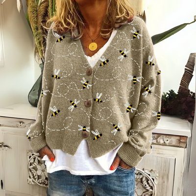 Aurore — Blumen-Cardigan aus weichem Strick