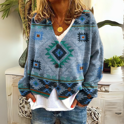Aurore — Blumen-Cardigan aus weichem Strick