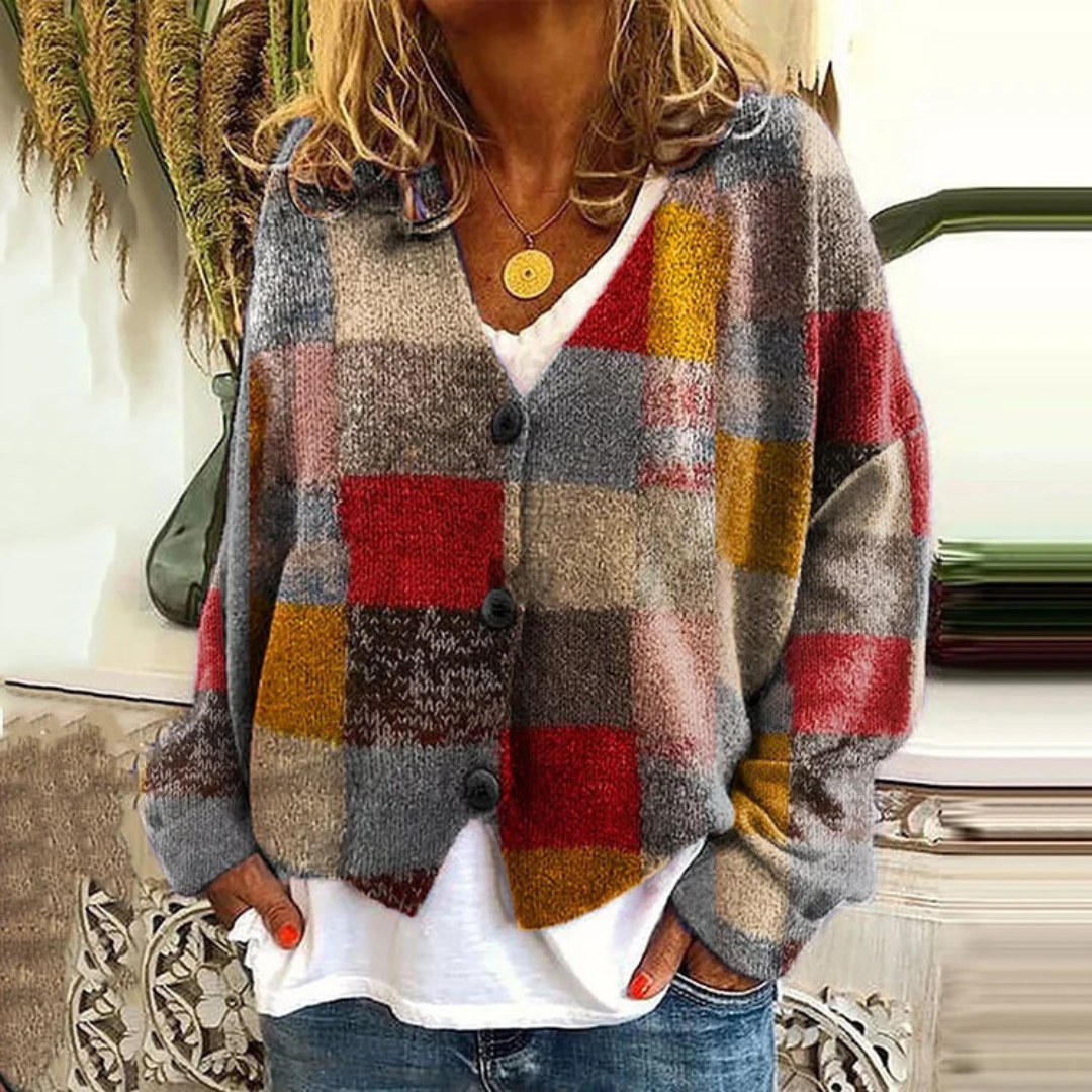 Aurore — Blumen-Cardigan aus weichem Strick