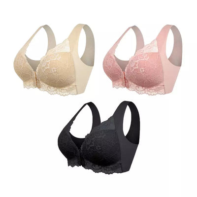 (PACKUNG MIT 3) Nahtloser Push-Up-BH mit Frontverschluss