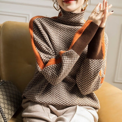 Malou™ | Pullover mit Stehkragen und auffälligen Kontraststreifen