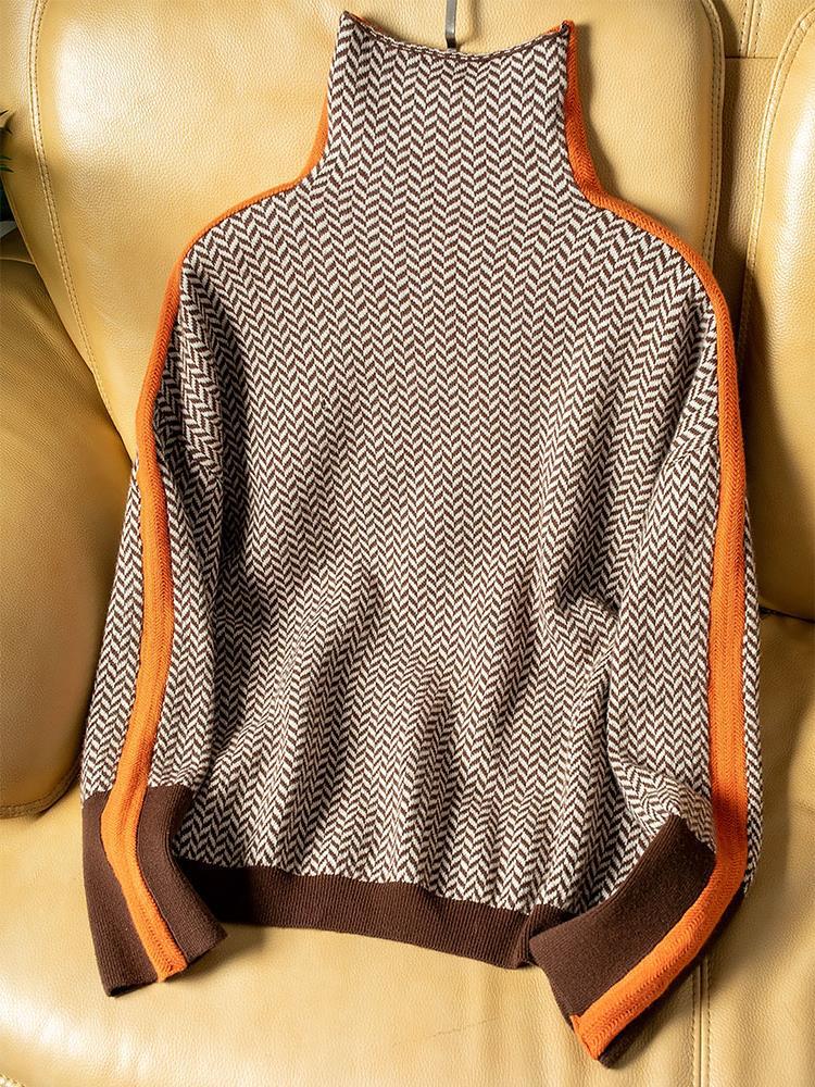 Malou™ | Pullover mit Stehkragen und auffälligen Kontraststreifen