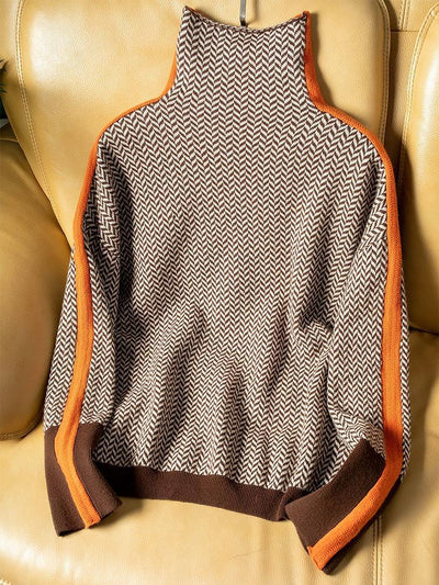 Malou™ | Pullover mit Stehkragen und auffälligen Kontraststreifen