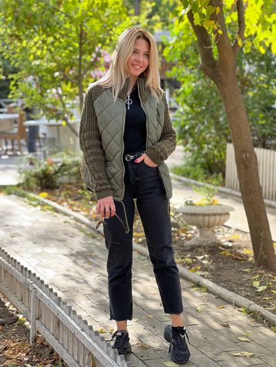Élise — Mittellange Steppjacke mit Stehkragen