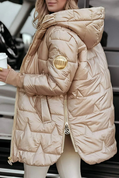Zéphirine | Lange und warme Steppjacke mit umschlagbarer Kapuze