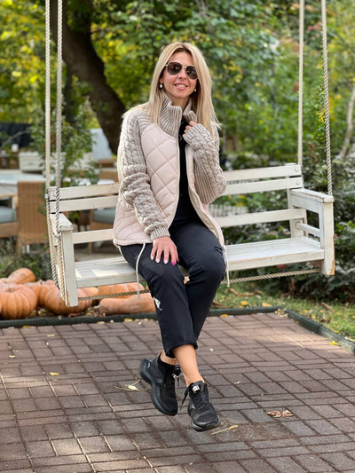 Élise — Mittellange Steppjacke mit Stehkragen